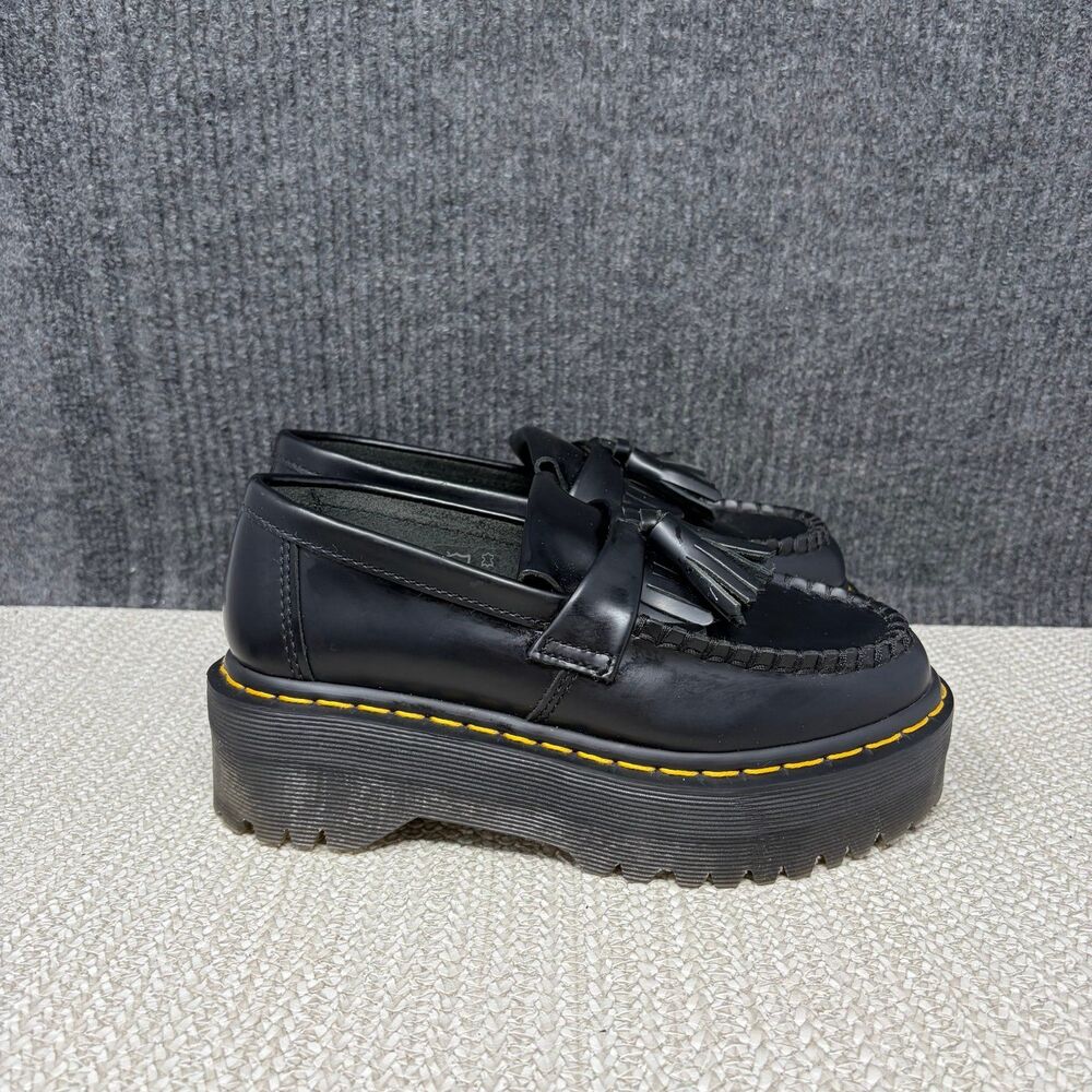 Dr. Martens Adrian Quad Tassel Loafers Platform Black Smooth Leather Women’s 5